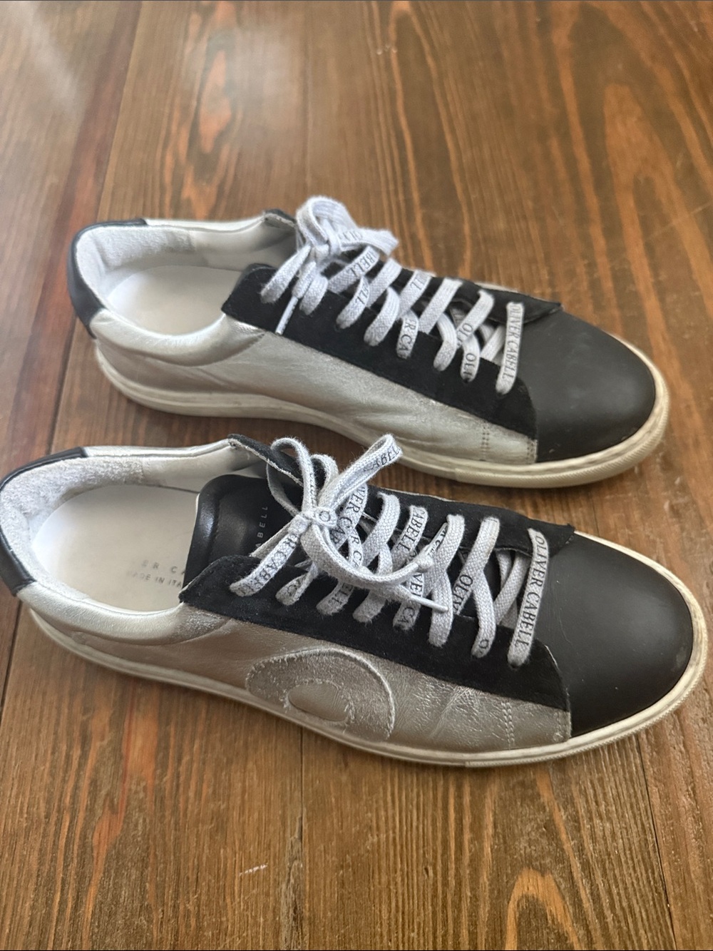 Silver & Black Low-Top Sneakers - Women’s size 39